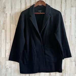 J Crew Sophie Open Front Sweater Blazer 2X XL Black Wool Blend Preppy Minimalist